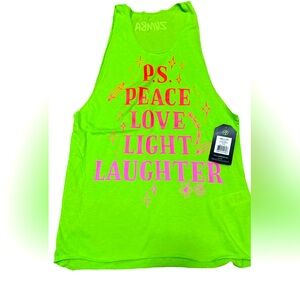 Peace Love Light Laughter ZUMBA Tank Top - Neon Green